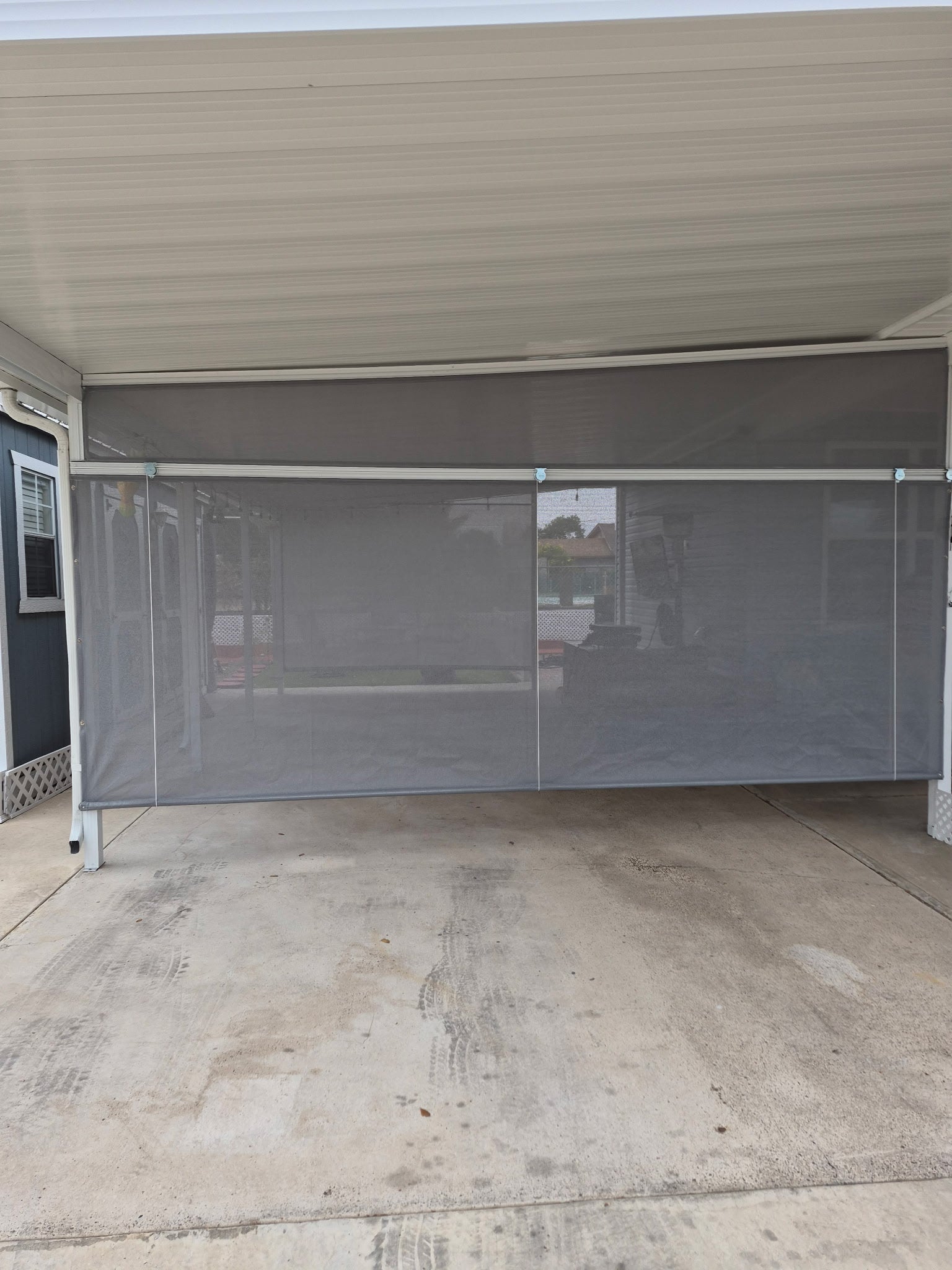 Custom Shadecloth Rollup Kit, Grommets and Ball bungees for side tie downs.