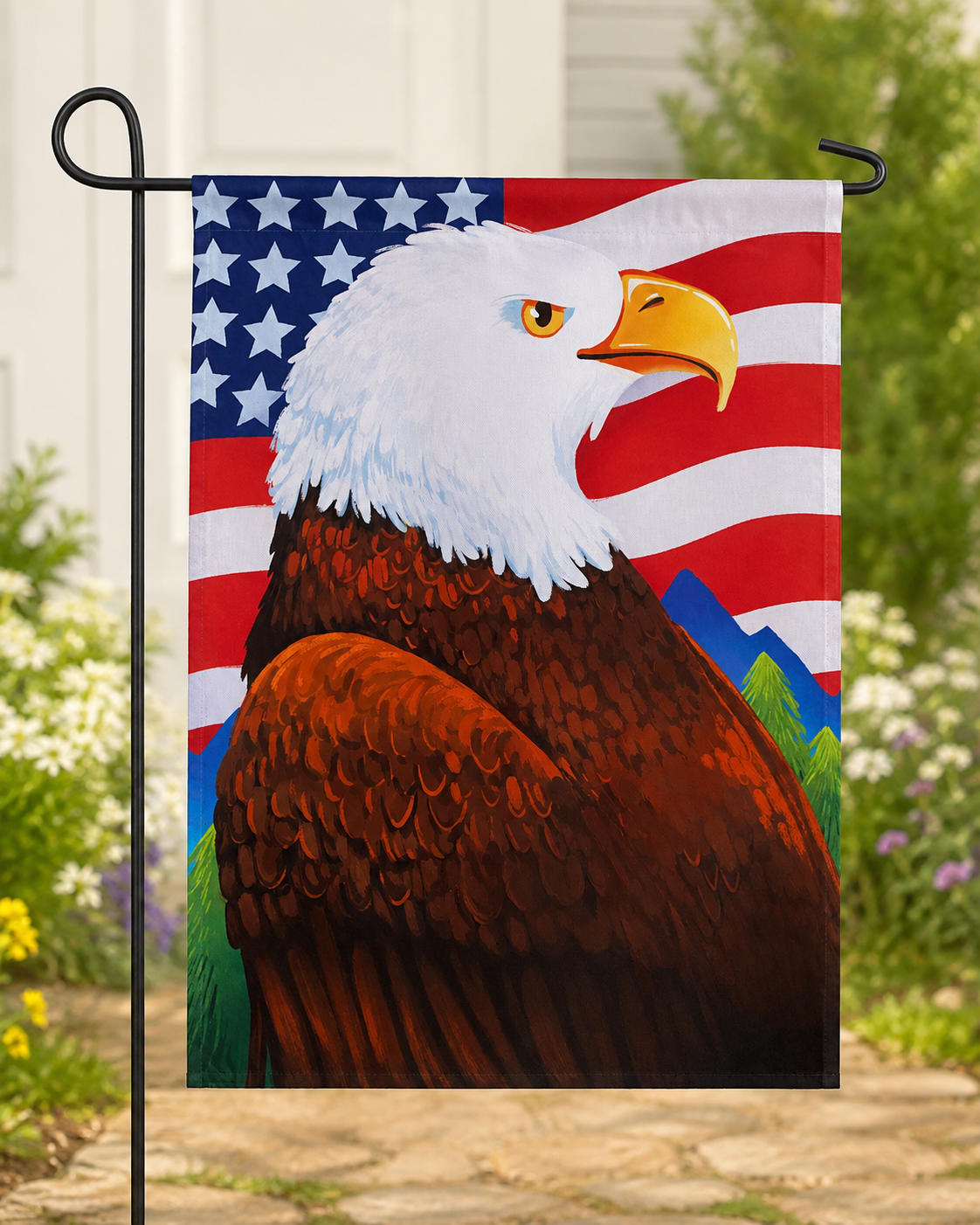 Eagle w/American Flag-Garden Flag