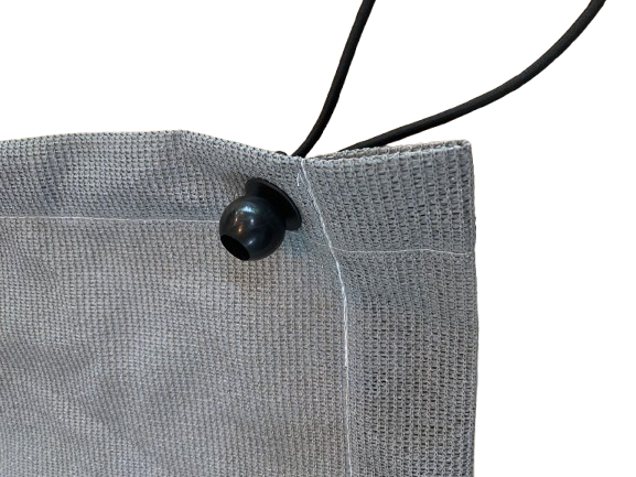 Custom Shadecloth Rollup Kit, Grommets and Ball bungees for side tie downs.