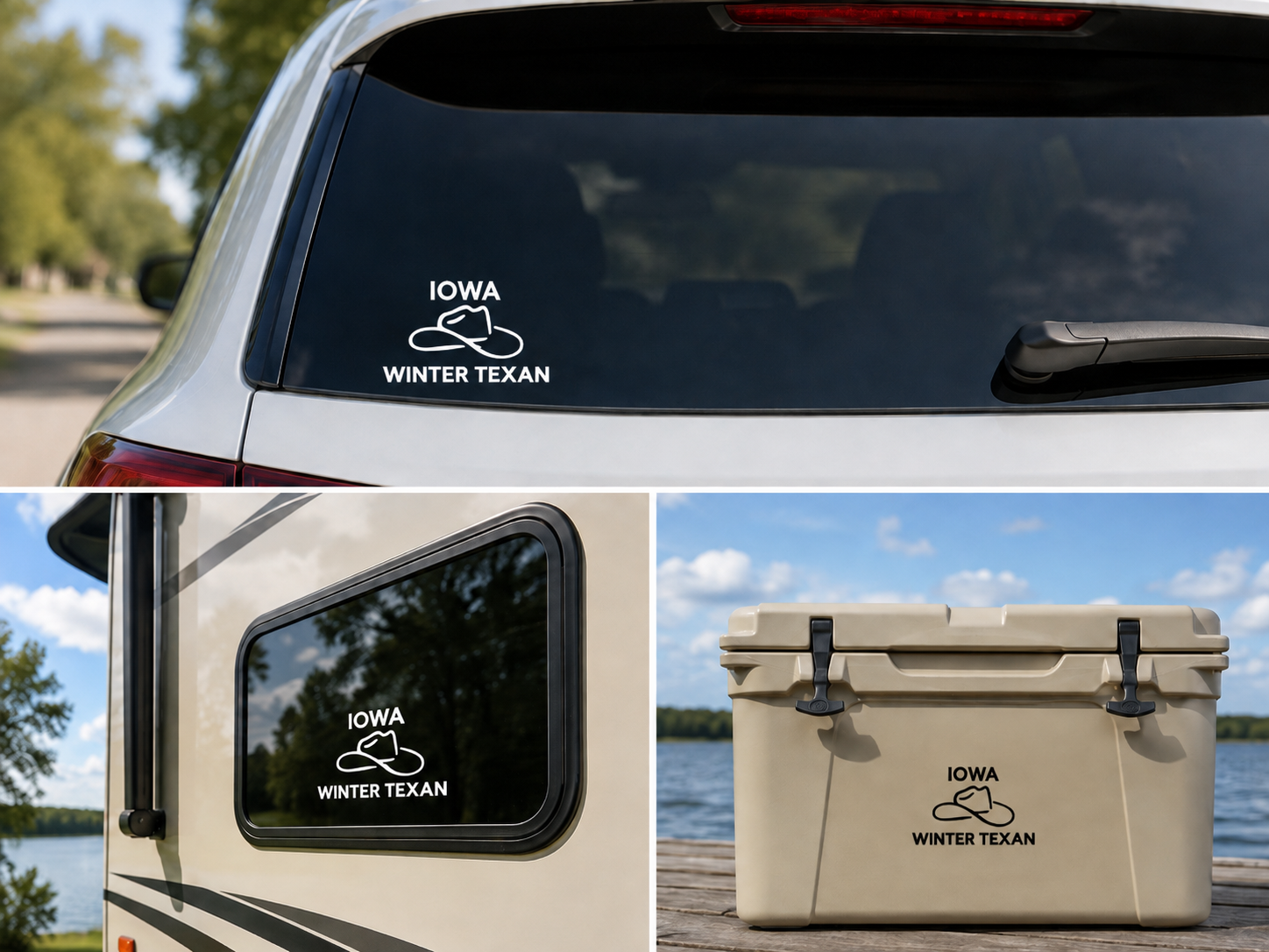 Winter Texan Cowboy Hat Decal – Open Design – Choose Your State