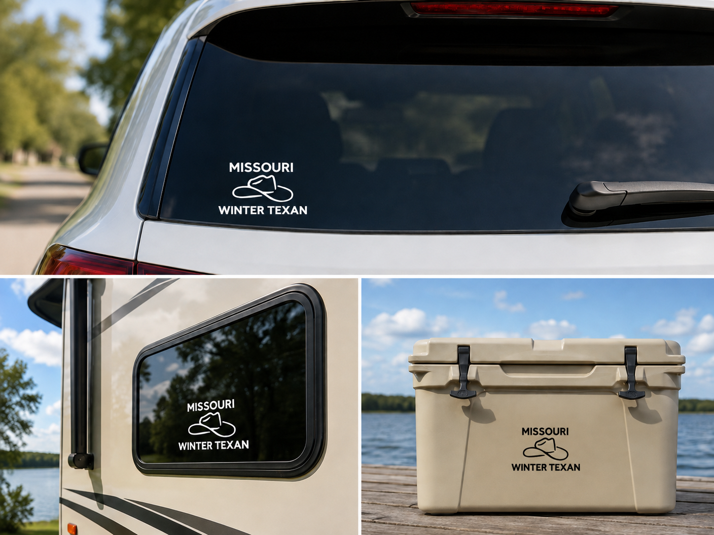 Winter Texan Cowboy Hat Decal – Open Design – Choose Your State